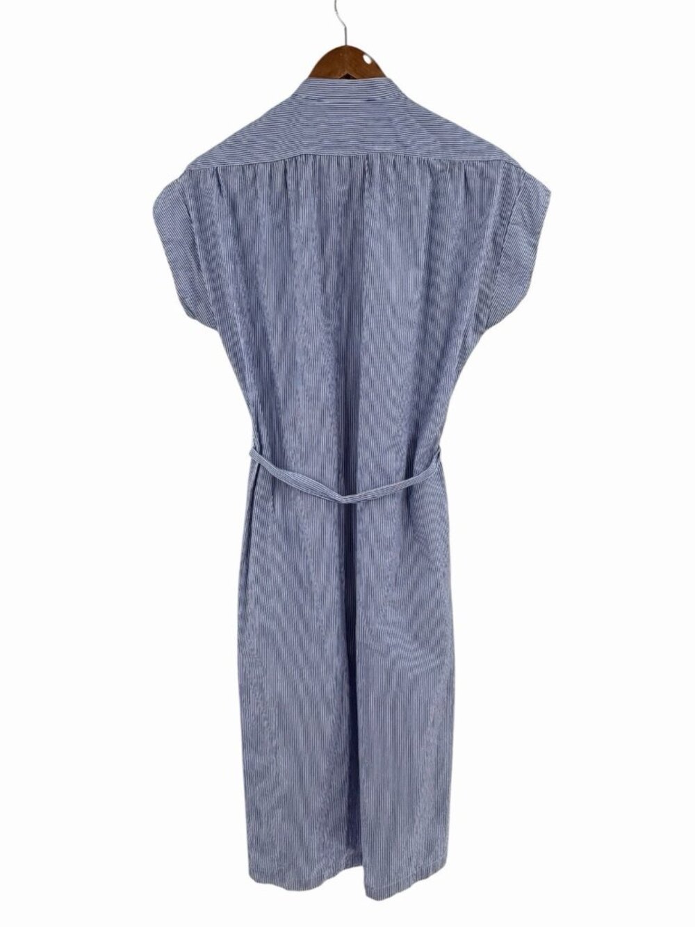 TROVATA BIRDS OF PARADIS Women's Blue White Stripe Cap Sleeve Astrid Shirt Dress - Picture 6 of 6
